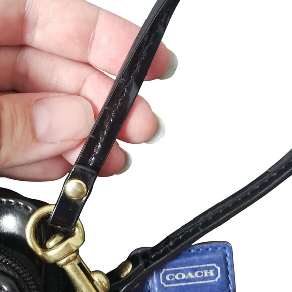 Vintage Coach Signature Poppy Blue Pink Tartan Plaid Logo Wristlet Wallet Y2K - Picture 5 of 10